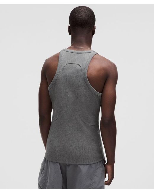 lululemon athletica Gray – Ribbed Cotton Tight-Fit Tank Top Slnsh Collection – – Size Large for men