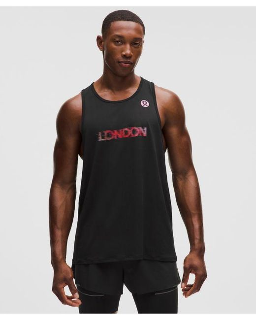lululemon athletica Black – Fast And Free Tank Top Perforated Stripe London '26 – – Size Large for men