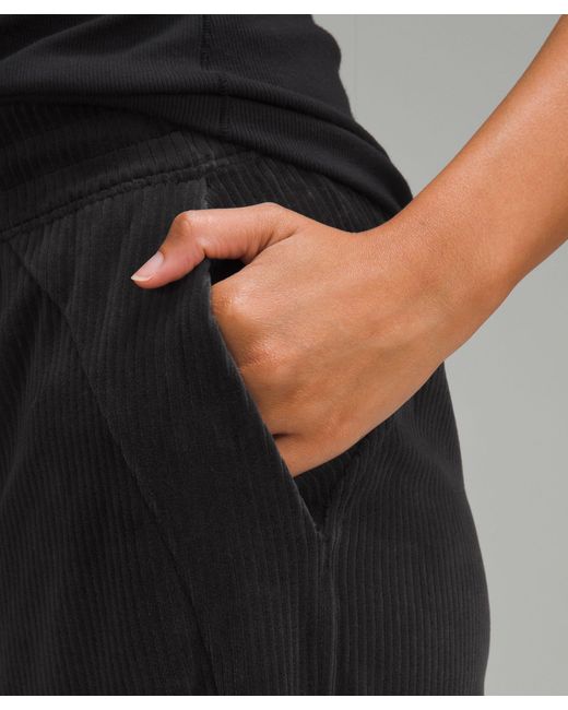lululemon athletica Black Scuba Mid-rise Wide-leg Pants Velvet Cord