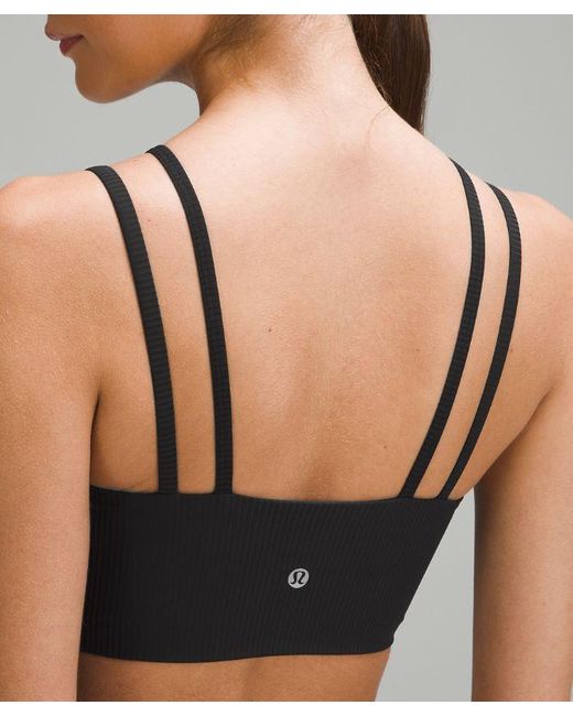 lululemon athletica Black Like A Cloud Strappy Longline Ribbed Bra Light Support, B/c Cup