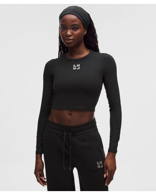 lululemon athletica Black – Hold Tight Long-Sleeve Shirt Jewelled – – Size 4