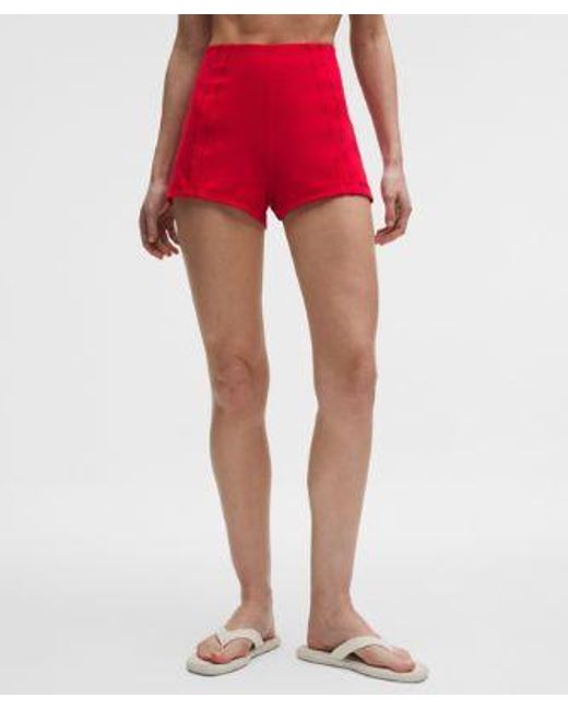 lululemon athletica Red – Define Micro Shorts Luon – /Neon – Size Large