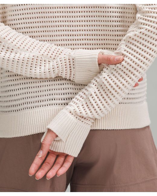 lululemon athletica Gray Pointelle-knit Cotton Sweater