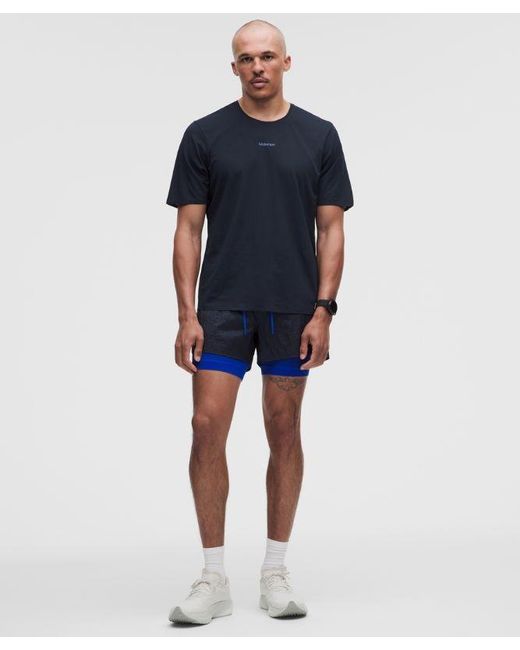 lululemon athletica Blue – Fast And Free Short-Sleeve Shirt Race Length – – Size Large for men