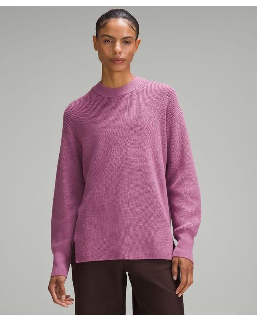 lululemon athletica Purple Merino Wool-blend Ribbed Crewneck Sweater