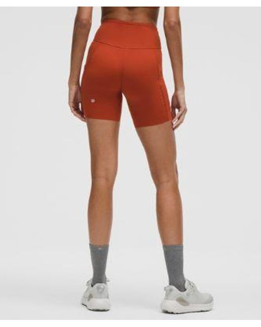lululemon athletica Orange Fast And Free High-Rise Short 6"