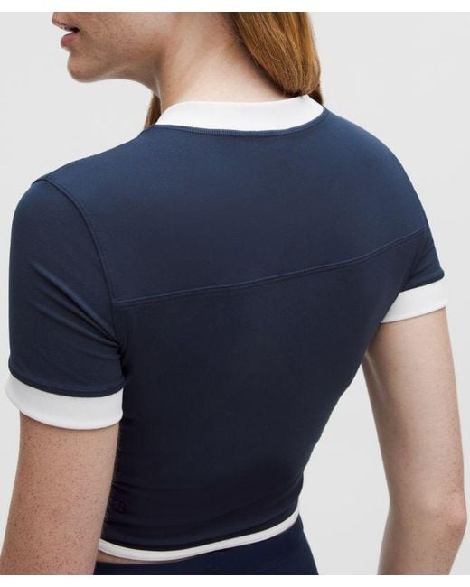 lululemon athletica Blue Nulu Sporty Trim Short-Sleeve Shirt