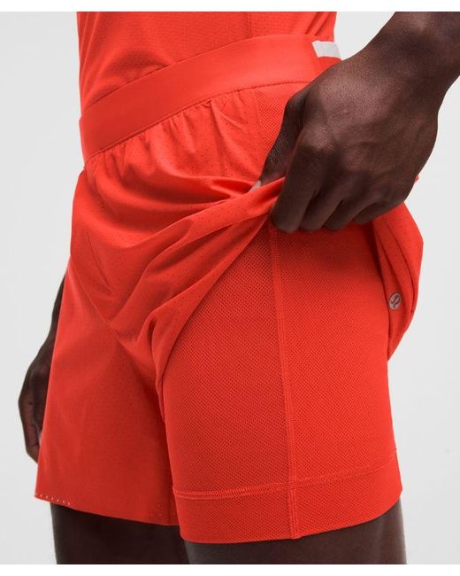 lululemon athletica Red Fast And Free Lined Running Short 5" for men