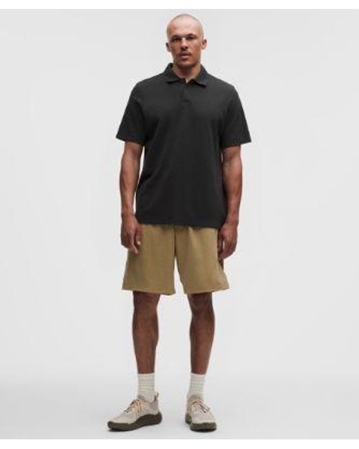 lululemon athletica Black – Pique Short-Sleeve Polo Shirt – Cotton-Blend – – Size Large for men