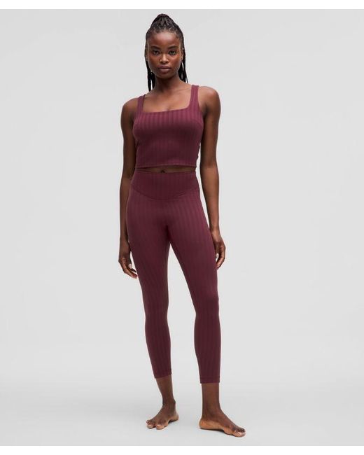 lululemon athletica Red Wunder Under Cropped Tank Top Light Support, C/D Cup Tonal Stripe