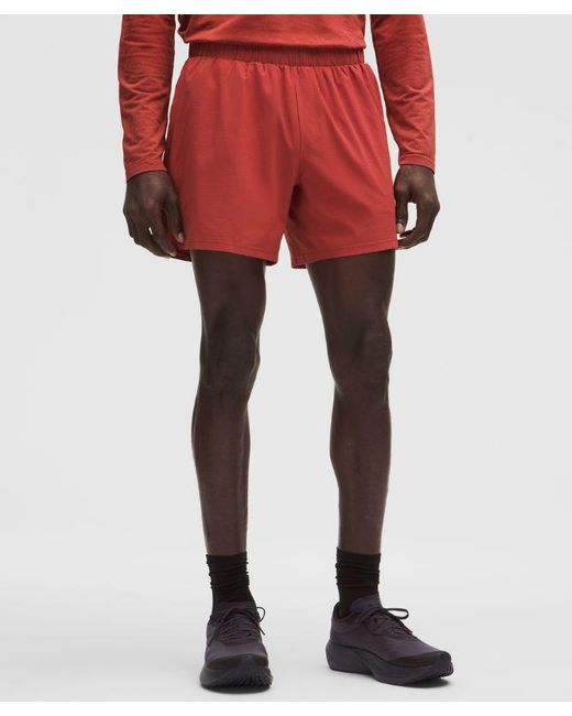 lululemon athletica Red – Mile Maker Linerless Shorts – 6" – – Size Large for men