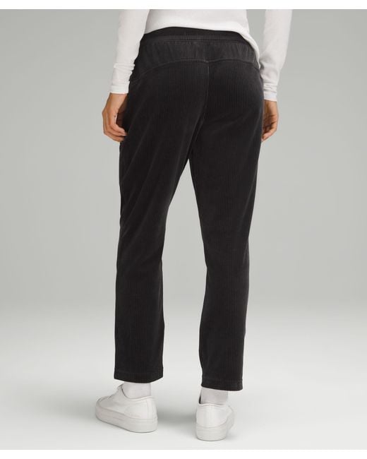 lululemon athletica Black Scuba Mid-rise Straight-leg Pants 7/8 Length Velvet Cord