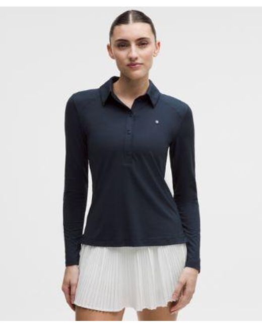 lululemon athletica Blue Quick-Dry Long-Sleeve Polo Shirt