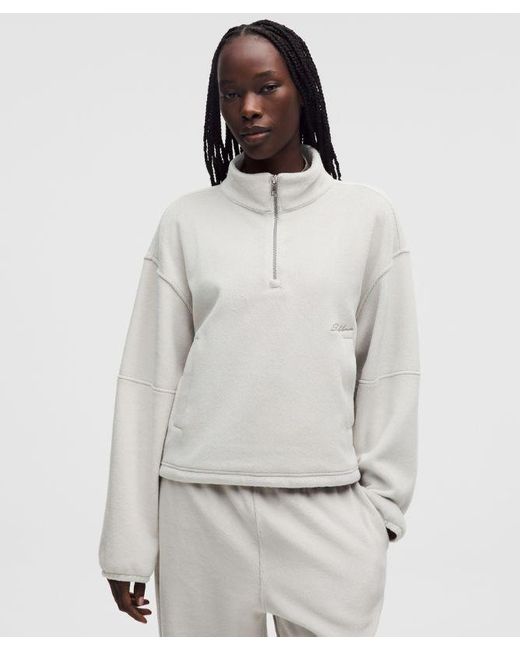 lululemon athletica Gray – Plush Velour Oversized Half Zip Sweatshirt – – Size Large