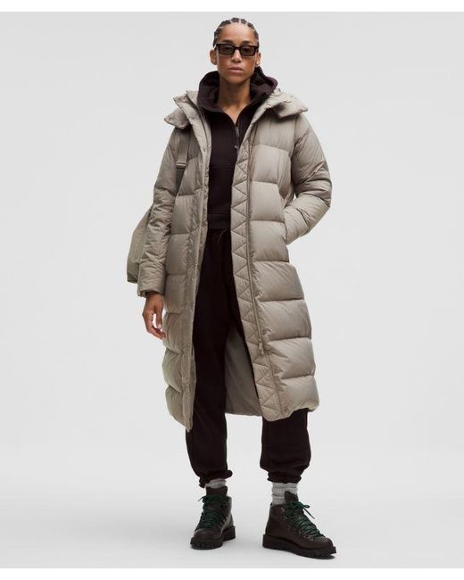 lululemon athletica Gray Wunder Puff 600-Down-Fill Long Jacket