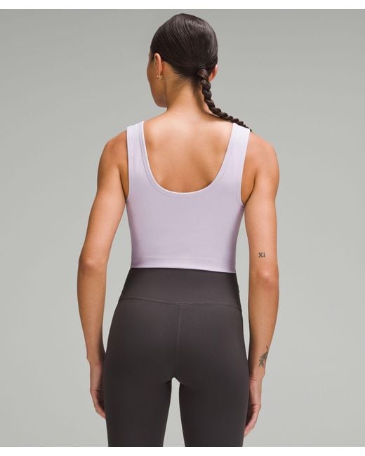 lululemon athletica Gray Wunder Train Scoop-neck Ribbed Tank Top Medium Support, B/c Cup