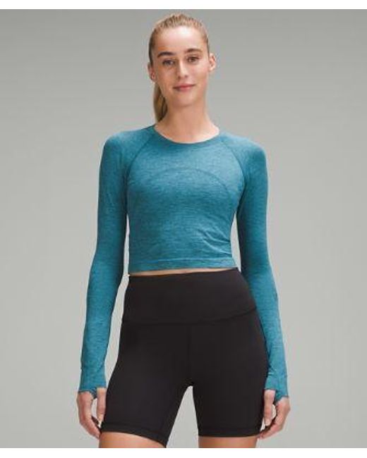 lululemon athletica Blue – Swiftly Tech Cropped Long-Sleeve Shirt 2.0 – –