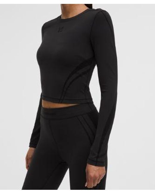 lululemon athletica Black – Wunder Train Cropped Long-Sleeve Shirt Flocked – – Size 4