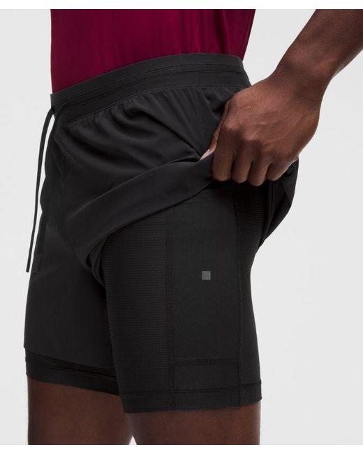 lululemon athletica Black – Fast And Free Lined Running Shorts Design – 5" – – Size Large for men