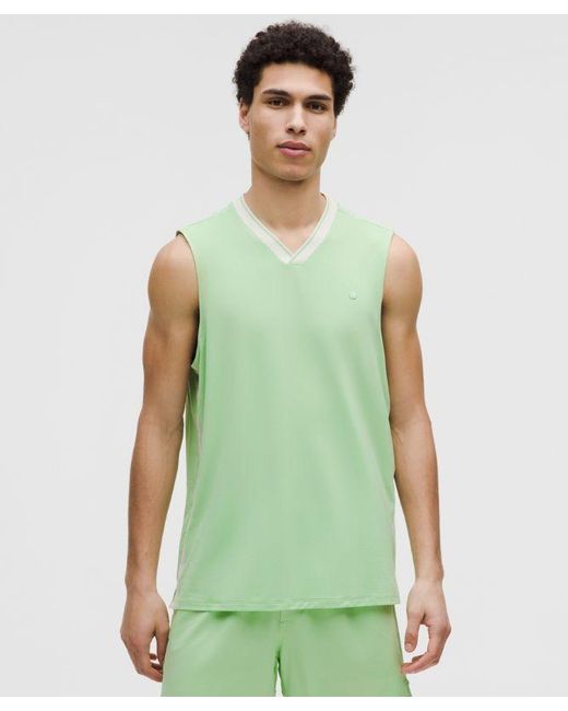 lululemon athletica Green – Mesh-Panelled Tennis Sleeveless Shirt – /Pastel – Size Large for men