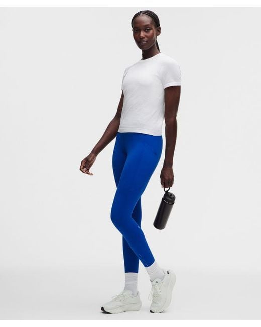lululemon athletica Blue – Fast And Free 6-Pocket High-Rise Tight Leggings Design – 28" – – Size 14