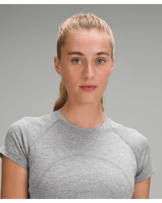 lululemon athletica Gray Swiftly Tech Cropped Short-sleeve Shirt 2.0