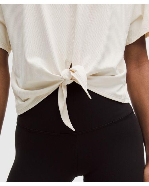 lululemon athletica White – All-Sport Tie-Front Short-Sleeve Shirt – – Size Large