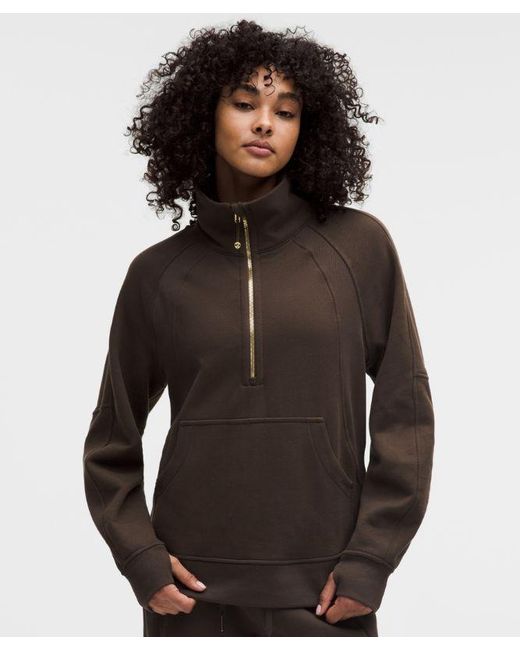 lululemon athletica Brown – Scuba Oversized Funnel-Neck Half Zip Sweatshirt Long – – Size Xs/Small