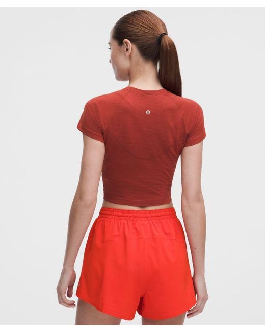 lululemon athletica Red – Swiftly Tech Cropped Short-Sleeve Shirt 2.4 – – Size 4