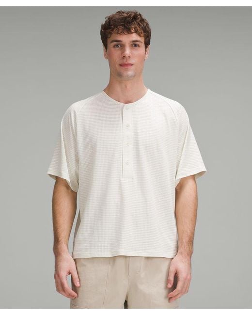 lululemon athletica White – 'Textured-Grid Short-Sleeve Henley Top – – for men