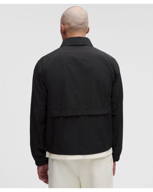 lululemon athletica Black Cotton-Blend Collared Jacket for men