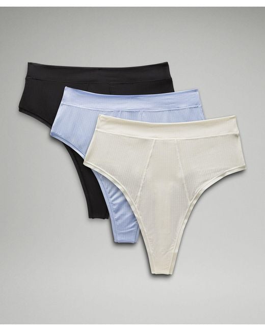 lululemon athletica Underease Ribbed High-waist Thong Underwear 3 Pack in  White