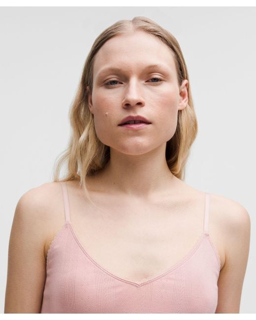 lululemon athletica Pink Cotton Pointelle Cropped Cami Tank Top