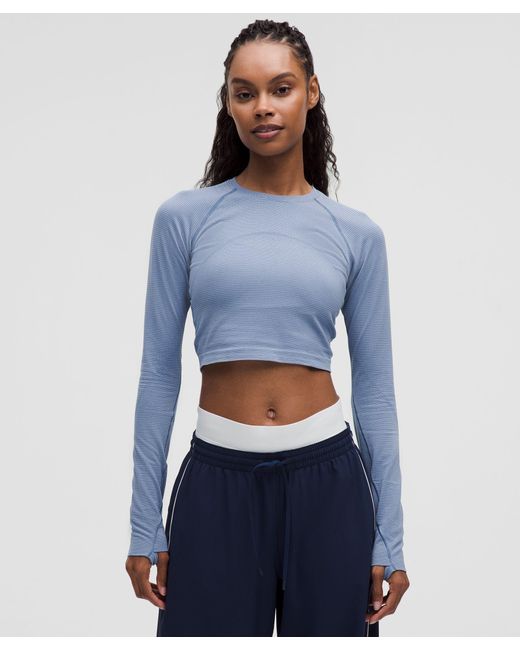 lululemon athletica Blue Swiftly Tech Cropped Long-Sleeve Shirt 2