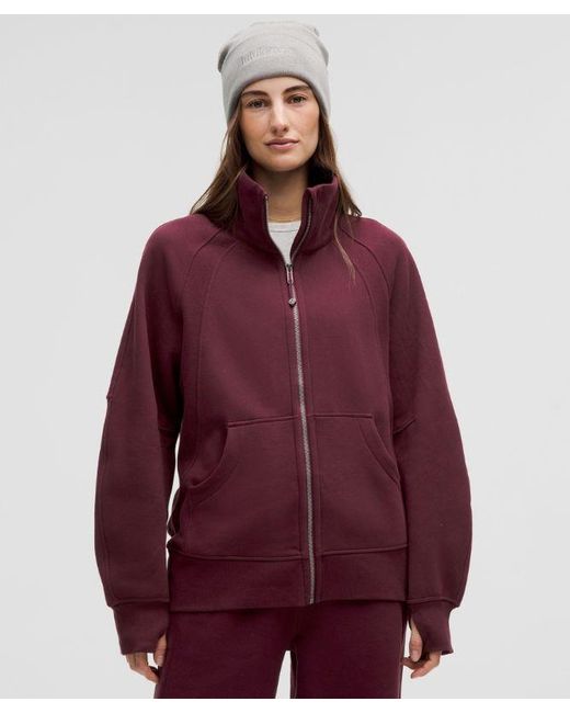 lululemon athletica Red – Scuba Oversized Funnel-Neck Full Zip Hoodie – Color Burgundy/ – Size 6