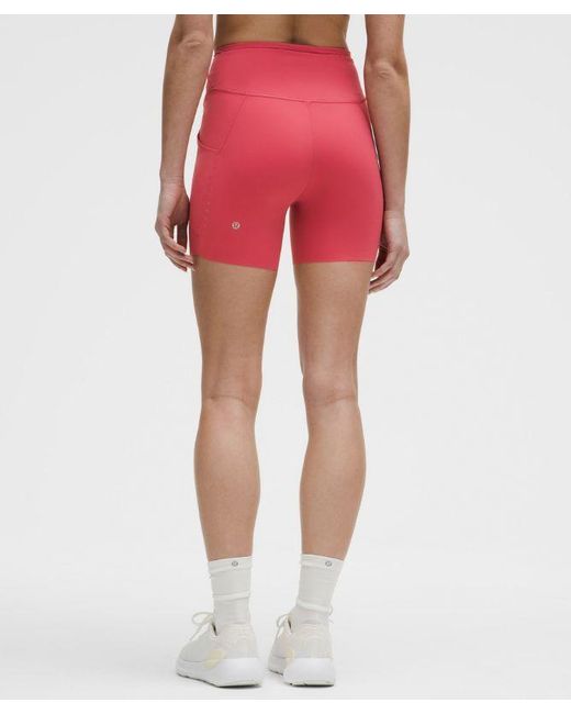 lululemon athletica Red – Fast And Free High-Rise Shorts 5 Pocket – 6" – – Size 4