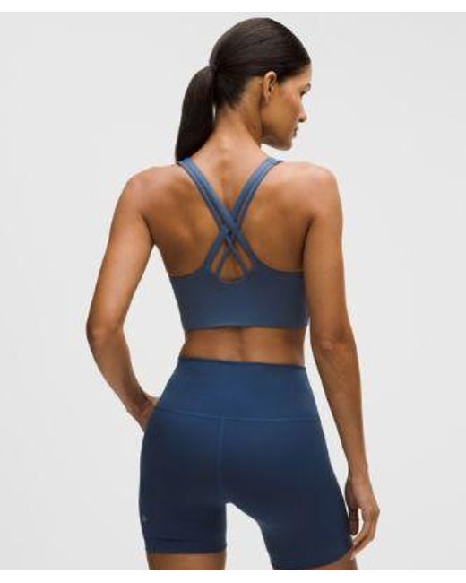 lululemon athletica Blue – Energy High-Neck Longline Sports Bra Evolve Medium Support, B-D Cups – – Size 6