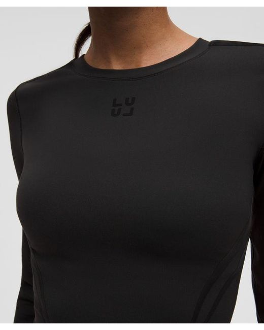 lululemon athletica Black – Wunder Train Cropped Long-Sleeve Shirt Flocked – – Size 4