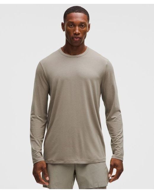 lululemon athletica Gray Mile Maker Merino Wool-Blend Long-Sleeve Shirt for men