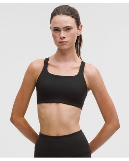 lululemon athletica Black – Ultralu Square-Neck Workout Sports Bra Medium Support, B/C Cup – – Size 14