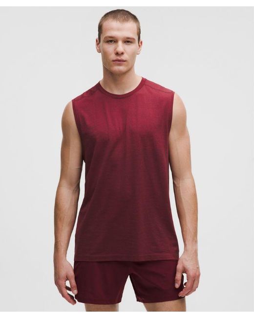 lululemon athletica Red Metal Vent Tech Sleeveless Shirt for men