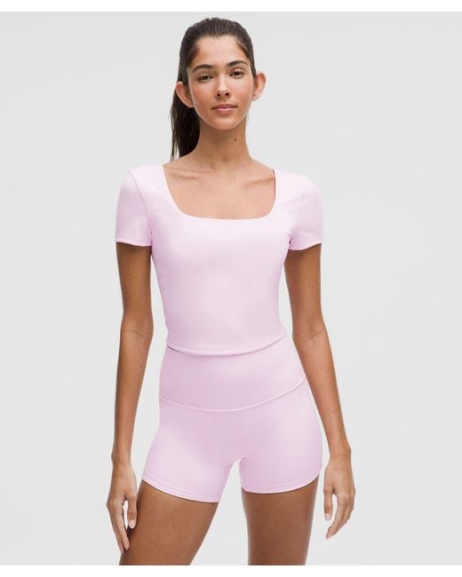 lululemon athletica Pink Wunder Under Smoothcover Square-Neck T-Shirt