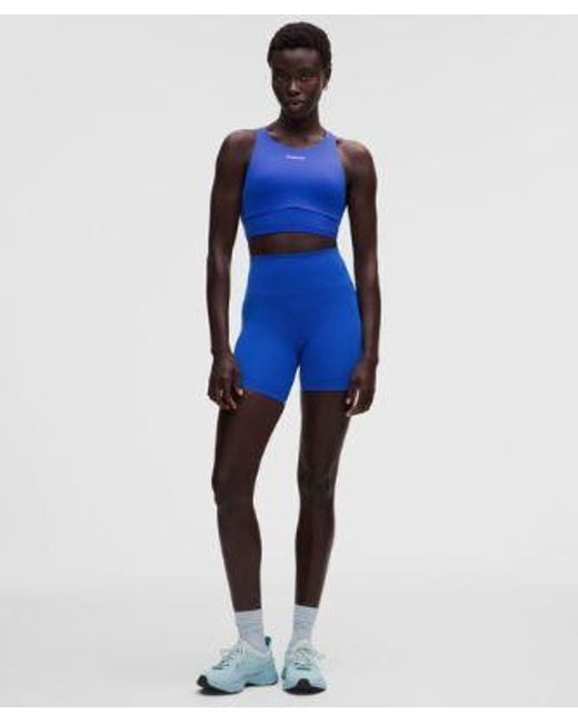lululemon athletica Blue – Energy High-Neck Longline Sports Bra Medium Support, B–D Cups Evolve Wordmark – – Size Large