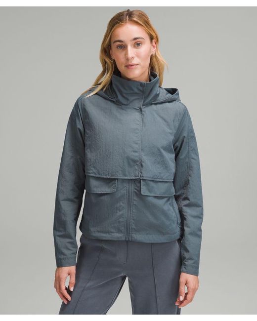 lululemon athletica Blue Water-Repellent Jacket With Stowable Hood