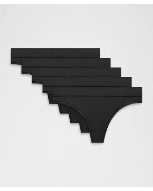 lululemon athletica Black – Underease Mid-Rise Thong Underwear 5 Pack – – Size Large