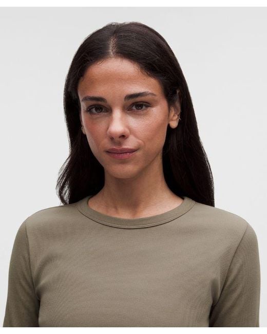 lululemon athletica Brown – Little Ribbed Long-Sleeve Tee – – Size 6