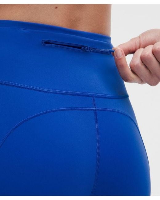 lululemon athletica Blue – Fast And Free 6-Pocket High-Rise Tight Leggings Design – 25" – – Size 14
