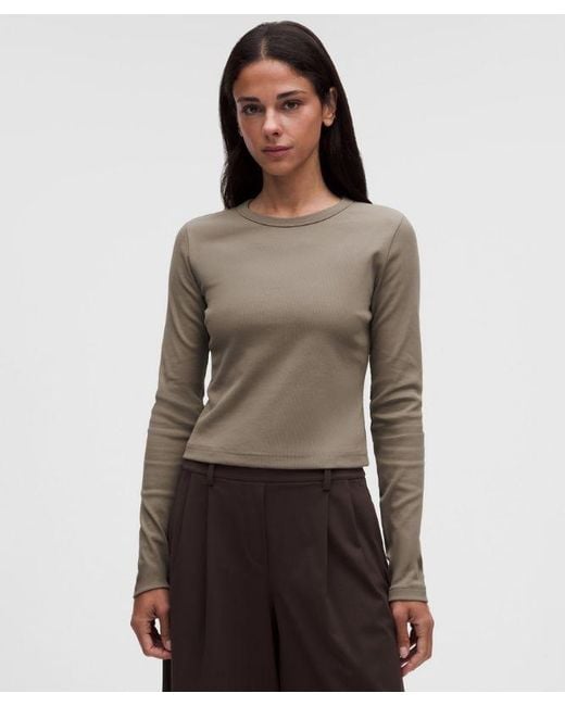 lululemon athletica Brown – Little Ribbed Long-Sleeve Tee – – Size 6