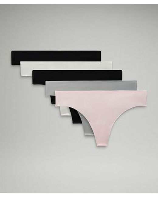 lululemon athletica Multicolor Invisiwear Mid-rise Thong Underwear 5 Pack - Color Silver/white/black - Size L