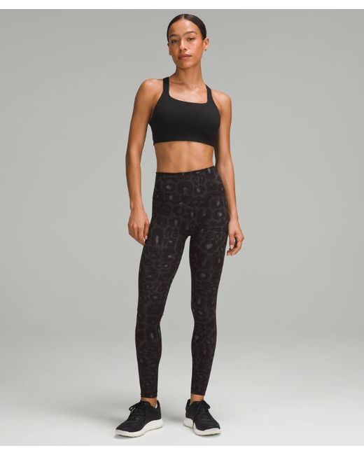lululemon athletica Black – Ultralu Square-Neck Workout Sports Bra Medium Support, D/Dd Cup – – Size 14